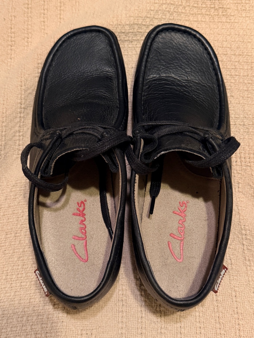 Clarks Black Leather Lace-Up Casual Shoes